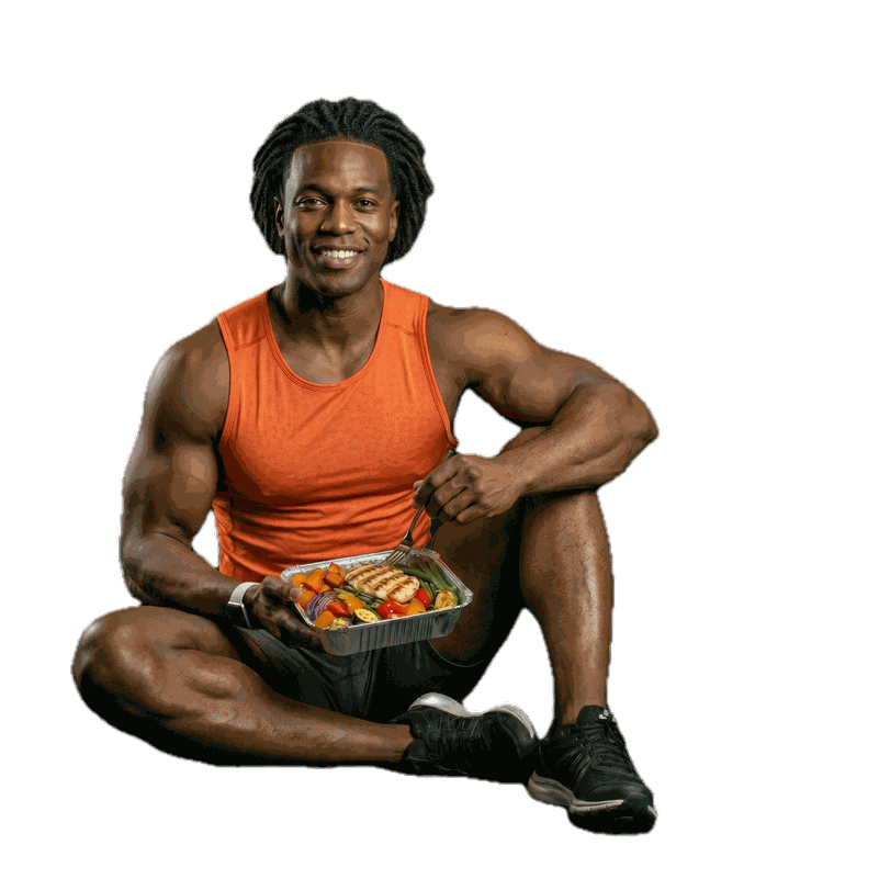 Fit person eating a healthy FitChef ready-made meal