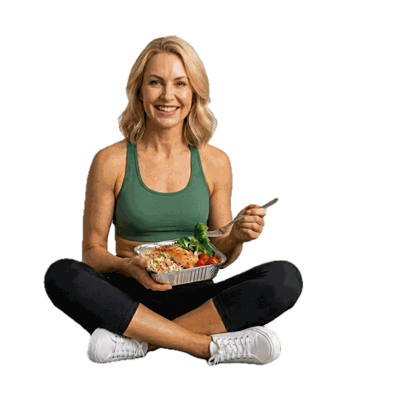 Fit person eating a healthy FitChef ready-made meal