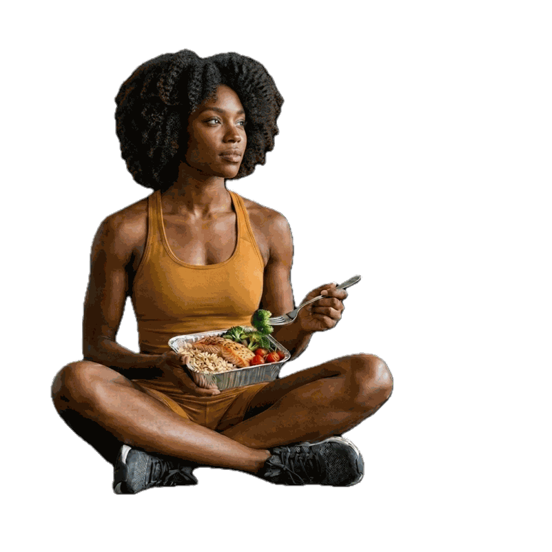 Fit person eating a healthy FitChef ready-made meal